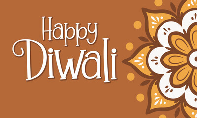 Happy Diwali design. Holiday wide banner. Vector illustration.