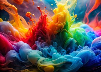 Obraz premium Captivating Abstract Rainbow Ink Swirl in Motion for Artistic Exploration
