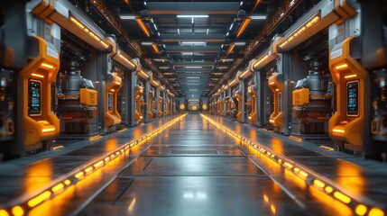 Obraz premium High-Tech Retail Warehouse Showcasing Robotic Automation and Modern Logistics Solutions