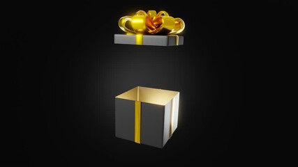 opening gift box with confetti