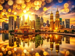 Fototapeta premium Stunning City of Gold Architecture at Sunset - A Glimpse of Luxury and Rich Culture in a Vibrant