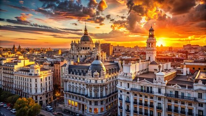 Captivating Silhouettes of Madrid Skyline at Sunset - Stunning Urban Landscape Photography