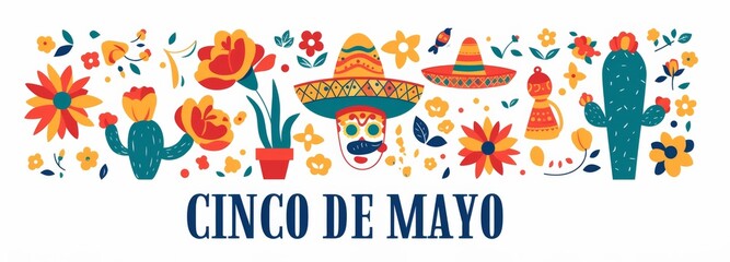 Naklejka premium Cinco de Mayo logo featuring the text 