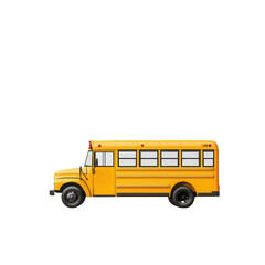Yellow school bus, classic design, white isolate background