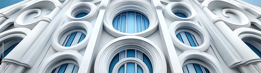 Poster modern architectural design with circular motifs