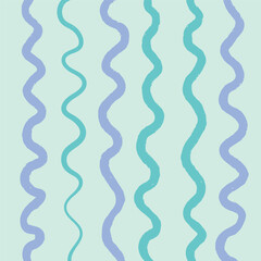 Naive squiggle pattern with bright green, yellow, pink and blue wavy lines on a light background. Creative abstract squiggle style drawing background