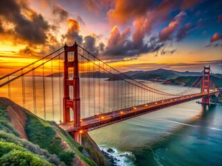 Obraz premium Stunning Golden Bridge San Francisco Images Showcasing Iconic Architecture and Scenic Views of the Bay Area Landscape