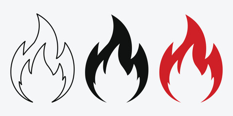 Fire sign. Fire flame icon isolated on white background. Vector illustration.