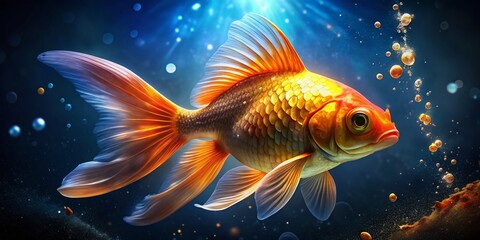 Fototapeta premium Stunning Goldenfish Swimming Gracefully in Clear Water, Capturing the Beauty of Aquatic Life in a Vibrant Underwater