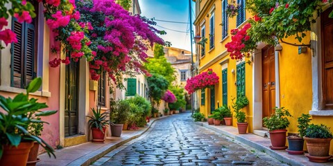 Fototapeta premium Charming Street in Plaka District, Athens - High Depth of Field Photography