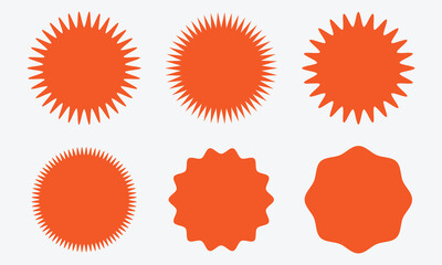 Set sunburst badges. Set of vector starburst, sunburst badges. Simple flat style vintage labels, stickers. Collection star label. 