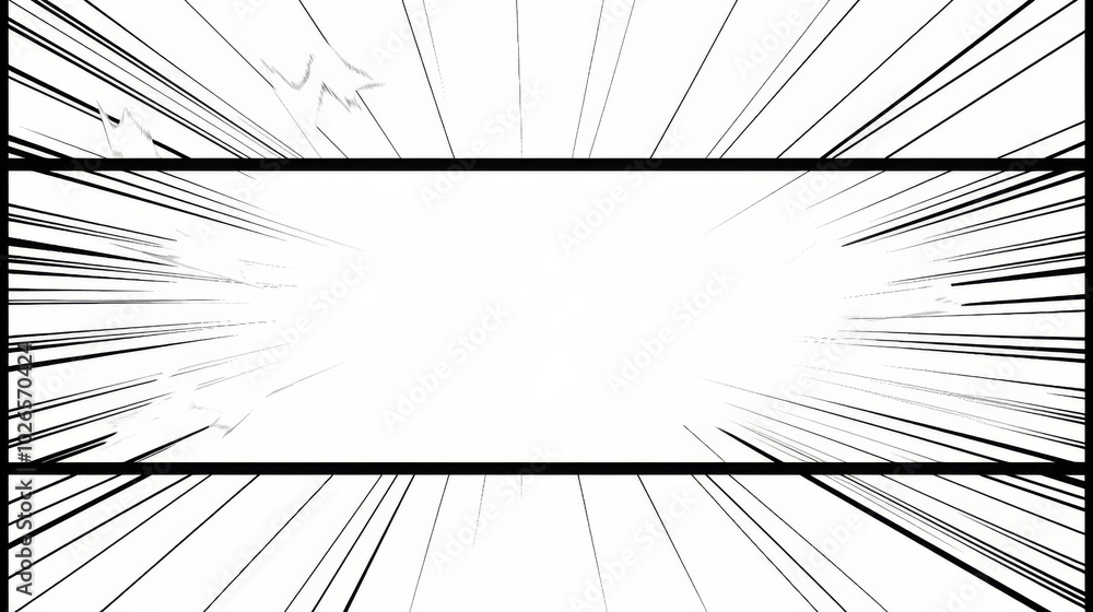 Aufkleber dynamic action comic book panel layout featuring three blank panels with diagonal lines and speed ou