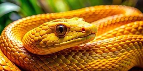 Fototapeta premium Stunning Gold Snake on Display: A Captivating Symbol of Elegance and Power in Nature's Beautiful Design