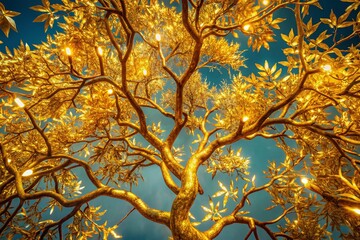 Fototapeta premium Stunning Gold Tree Branches for Elegant Home Decor and Nature-Inspired Artwork - Perfect for Interior Design and