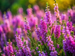 Obraz premium Stunning Heather Taras Blooms in Nature's Palette: A Visual Delight of Purple and Green in Scenic Landscapes