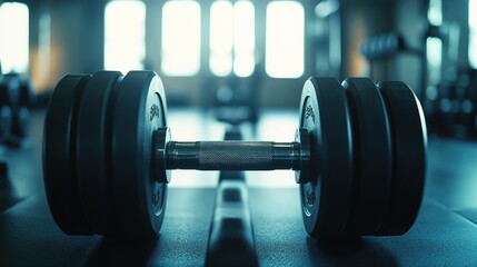 Fototapeta premium Strength-focused dumbbell workout in gym setting