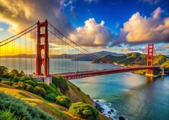 Obraz premium Stunning images of the Golden Gate Bridge showcasing its iconic structure and breathtaking views in San Francisco,