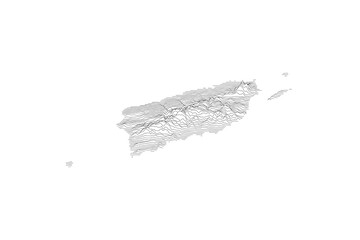 Puerto Rico Elevation Ridgeline Map - Topographic SVG Visualization of Territory Terrain from Coastal Plains to Central Cordillera