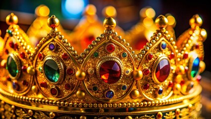 Fototapeta premium Stunning King Golden Crown with Intricate Design for Royalty, Celebrations, and Historical Themes in Fashion and