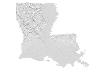 Fototapeta premium Louisiana Elevation Ridgeline Map - Topographic SVG Visualization of State Terrain from Gulf Coast Marshes to Upland Plains