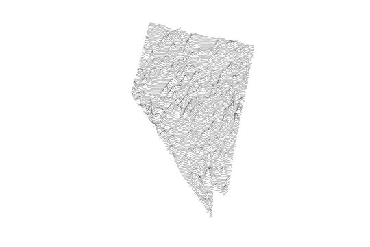 Nevada Elevation Ridgeline Map - Topographic SVG Visualization of State Terrain from Mojave Desert to Great Basin Ranges