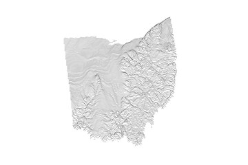 Ohio Elevation Ridgeline Map - Topographic SVG Visualization of State Terrain from Lake Erie Plain to Appalachian Plateau