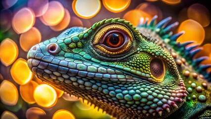 Obraz premium Close-Up of a Lizard with Stunning Bokeh Effect for Nature Enthusiasts