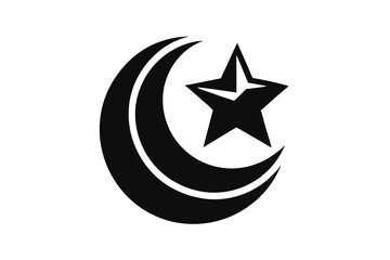 Star and crescent Moon Symbol, black  silhouette vector A.eps