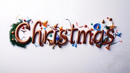 Christmas Decorations. Illustration 3D For inserting text in Copy spaces