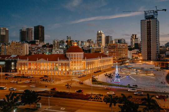 Banco Nacional de Angola and Luanda Cityscape at Night