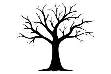 Tree without leaves silhouette | vector silhouette illustration on white background