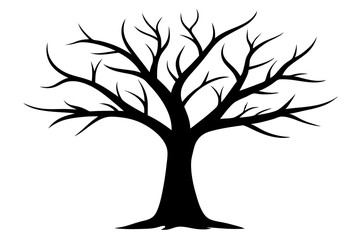 Tree without leaves silhouette | vector silhouette illustration on white background