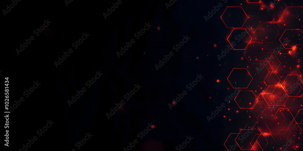 Poster abstract background from many hexagons. geometric background in red colors. projection of red hexago