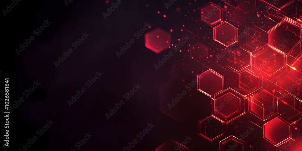 Poster abstract background from many hexagons. geometric background in red colors. projection of red hexago