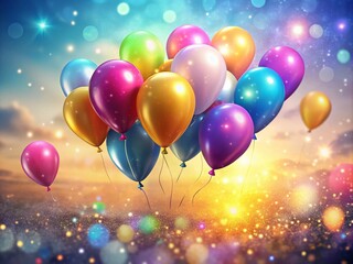 Colorful Air Balloons and Sparkling Glitter Lights for Celebrations