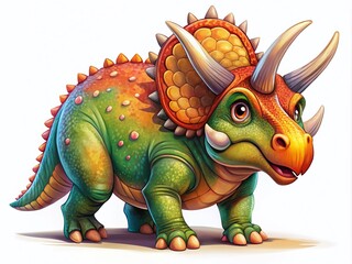 Fototapeta premium Colorful Cartoon Triceratops Illustration for Kids' Decor and Educational Materials