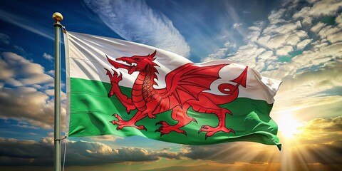 Stunning Welsh Dragon Flag Symbolizing Heritage and Pride in Wales, Perfect for Cultural and National Celebrations and