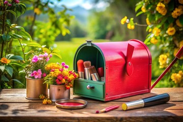 Timeless Vintage Mailbox and Makeup Products for Nostalgic Charm in Home Decor and Beauty Aesthetics