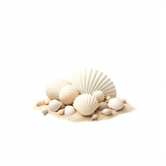 Collection of seashells arranged on a sandy surface highlights coastal beauty and marine life