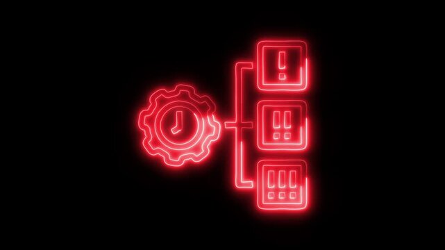 Priority Outline Icon in HD Video Neon Animation – Importance and Focus Symbol on Black Background