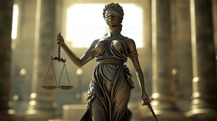 Lady Justice Statue in a Grand Courthouse