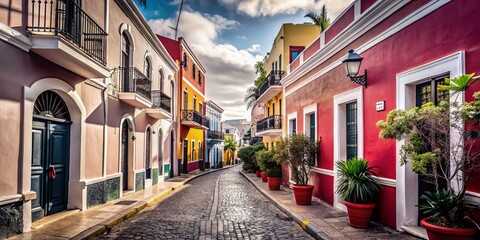 Obraz premium Colorful Streets of Old San Juan, Puerto Rico - Vibrant Architecture and Historic Charm