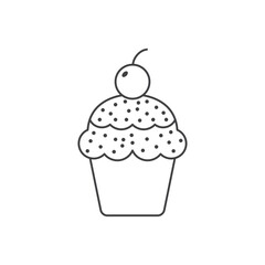 Sweet dessert icon in flat style. Cupcake vector illustration on isolated background. Muffin sign business concept.