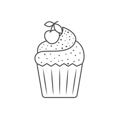 Sweet dessert icon in flat style. Cupcake vector illustration on isolated background. Muffin sign business concept.