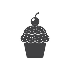 Sweet dessert icon in flat style. Cupcake vector illustration on isolated background. Muffin sign business concept.