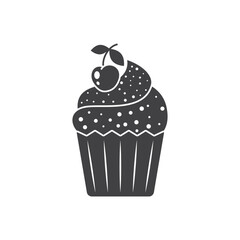 Sweet dessert icon in flat style. Cupcake vector illustration on isolated background. Muffin sign business concept.