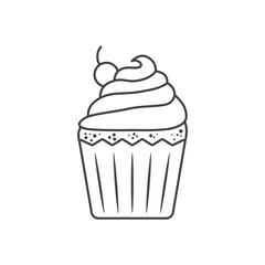 Sweet dessert icon in flat style. Cupcake vector illustration on isolated background. Muffin sign business concept.