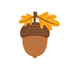 Acorn icon in flat style. Oak nut vector illustration on isolated background. Nature sign business concept.