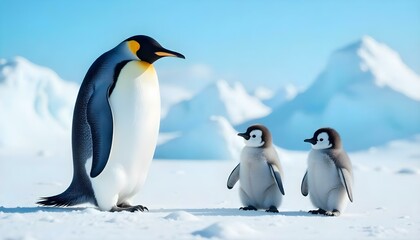 Obraz premium two penguins on the snow