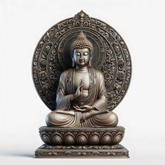 statue of buddha on white background, isolated